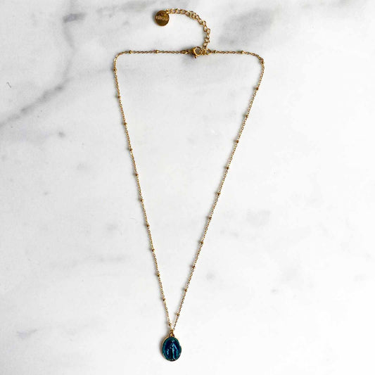 Collier Satellites Mary Médailles Bleu