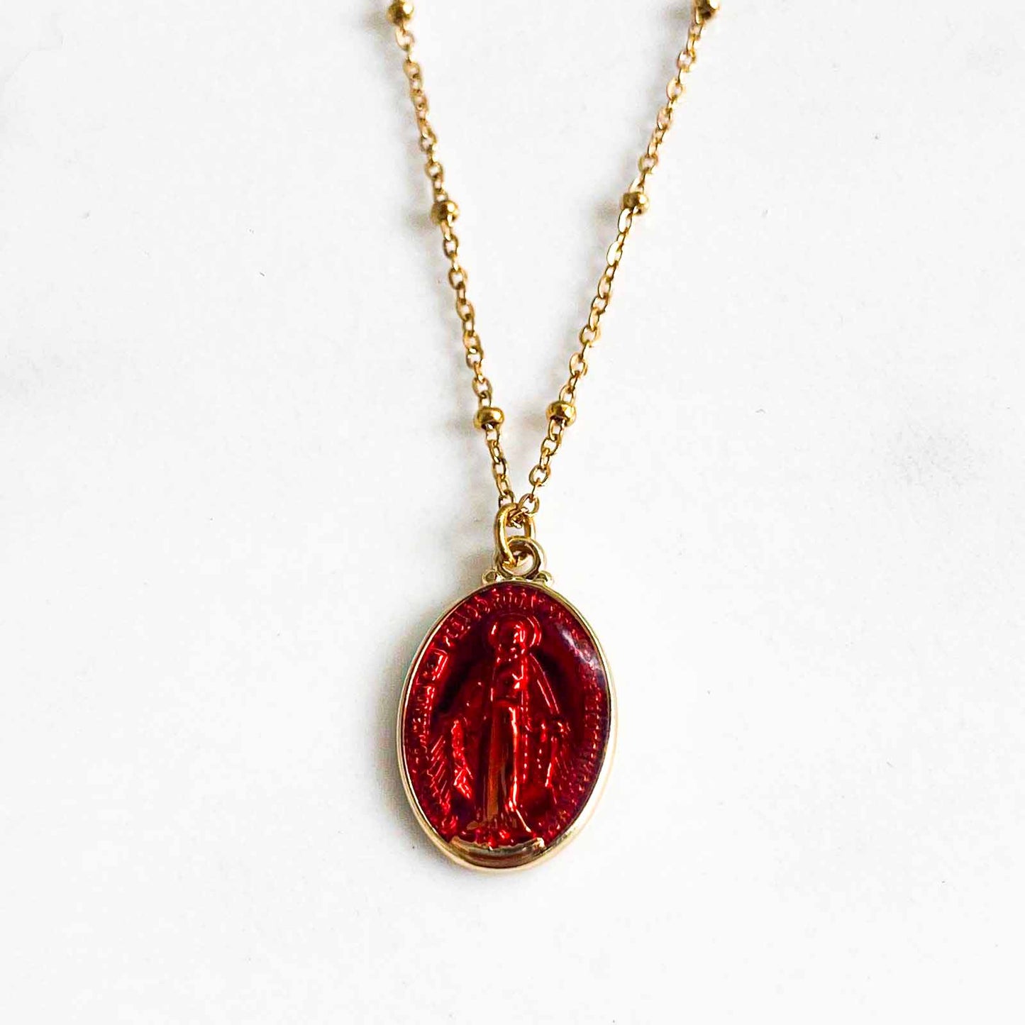 Collier Satellites Mary Médailles Rouge