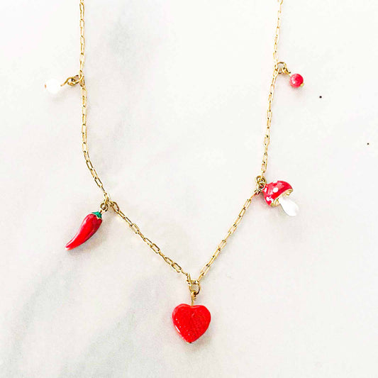 Collier charms Sophie rouge