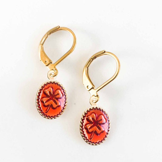 Boucle d'oreilles Mary Trèfle Rouge