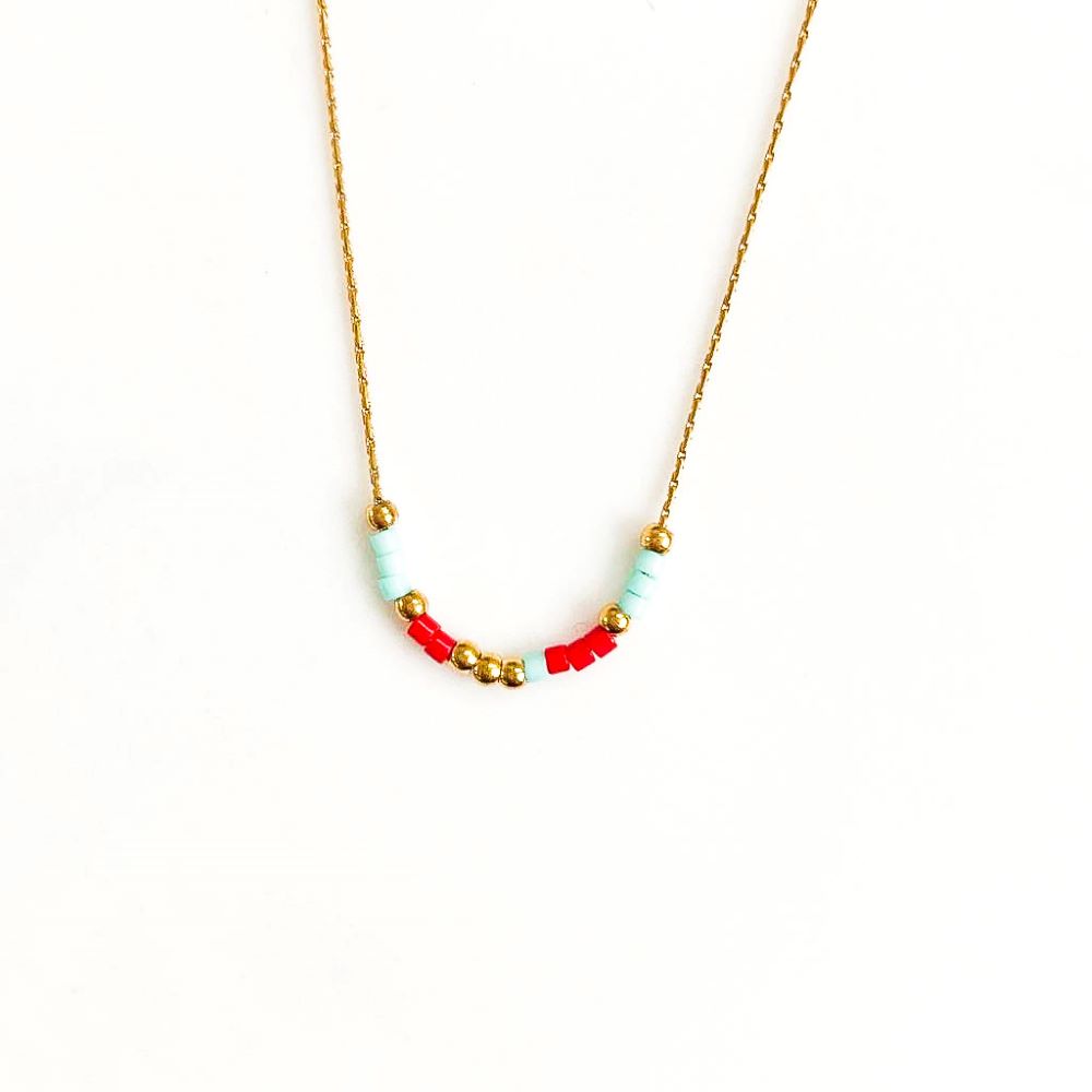 Collier simple Miyuki corail