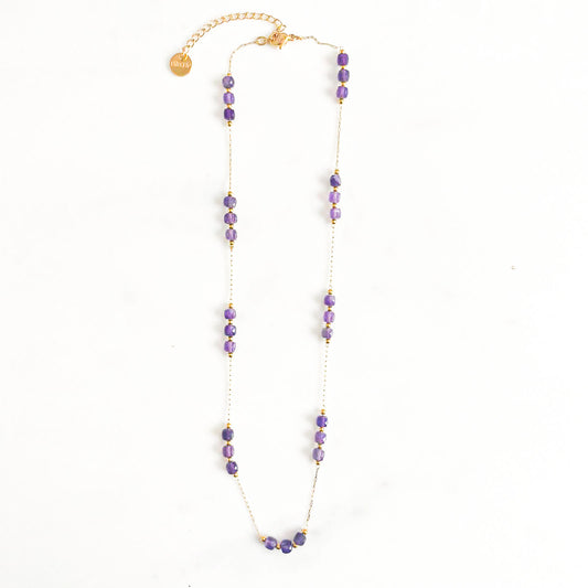 Collier cubes violet pierre de soleil