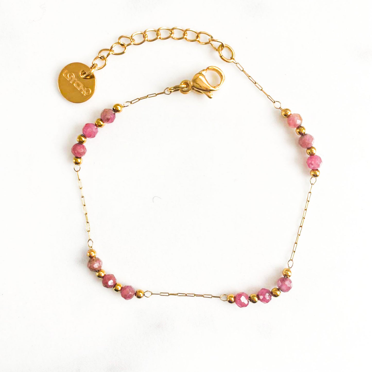 Bracelet mini galets rose rodocrosite