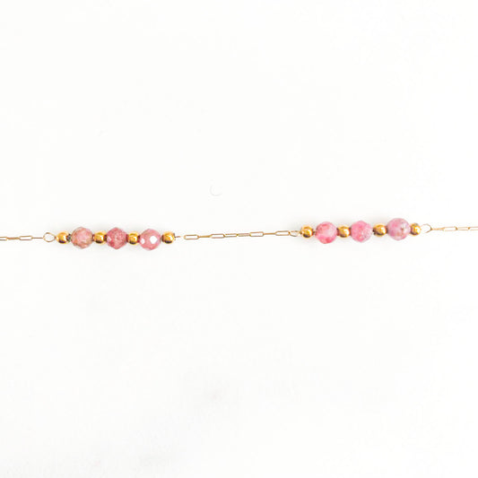 Bracelet mini galets rose rodocrosite