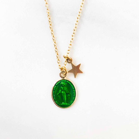 Collier Star Mary Médailles Vert