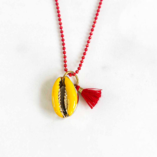 Collier bubble cauris jaune