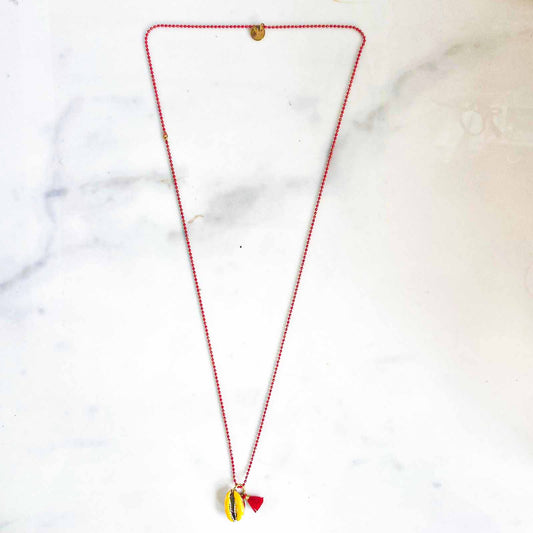 Collier bubble cauris jaune