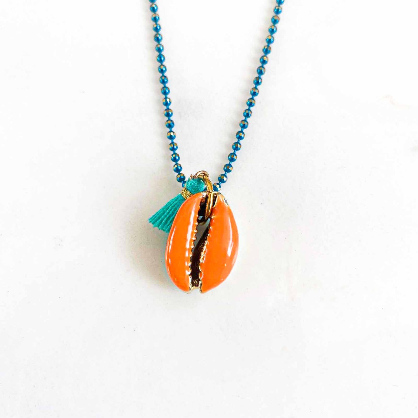 Collier bubble cauris orange