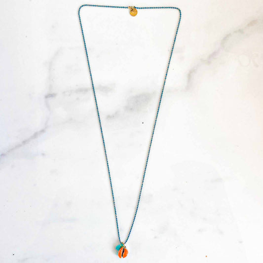 Collier bubble cauris orange